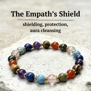 The Empath's Shield Crystal Healing & Protection Bracelet – Natural Semi-Precious Stone Dragon Vein Agate Carnelian Tiger’s Eye Lapis Lazuli Rose Quartz & Amethyst 8mm Beads | Chakra Balancing Jewelry | Unisex Colorful Gift for Friends, Family & Couples S