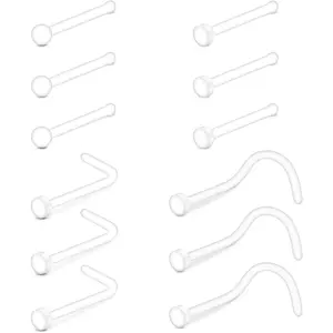 18g Clear Nose Studs Plastic Nose Ring for Work  Flexible Nose Retainer Bioflex Nose Rings Studs Piercing Retainer  Shape Flat Top