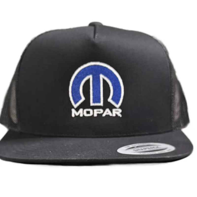 Mopar Embroidered Logo Trucker Hat - Unisex Flat Bill, Adjustable Mesh Snapback, Universal-Size Casual Sports & Outdoor Accessory for Car Enthusiasts, Adults Gifts, Men's Accessories, Mesh Fabric, All Seasons, Unisex Adult, One Size