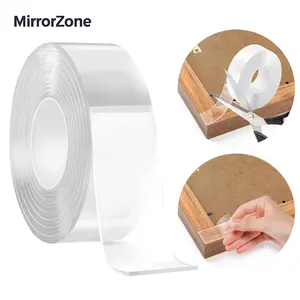 10FT Double Sided Tape Heavy Duty,Multipurpose Removable Adhesive Transparent Magic Nano Tape Grip Reusable Mounting Tape Washable for Wall Decor,Poster Hanging,Carpet,MirrorZone.