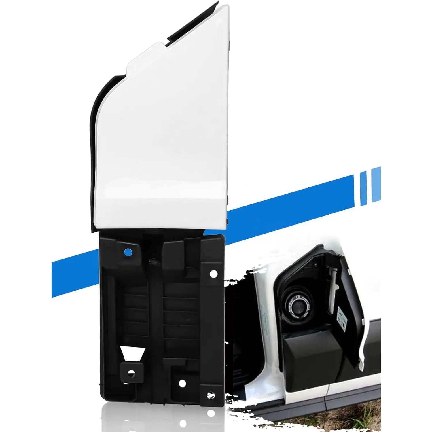 Ford Transit Fuel Filler Door Assembly with White Housing - OE Numbers CK4Z-5427936-A/CK4Z-5427936-F, Vehicle Specific Fit for 2015-2023 Vans, Cost-Effective Easy-Install Kit with Snap Clips, Automotive Exterior Accessories, Compatibility