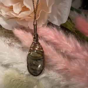 Natural Picasso Crystal Pendant wrapped in Oxidized Copper