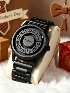 Men's Punk Style Magnetic Stainless Steel Strap Casual Water Resistant Round Dial Quartz Wristwatch, Casual Trendy Analog Modern Fashionable Wristwatch, Fashionable Watch for Daily & Party As Gift