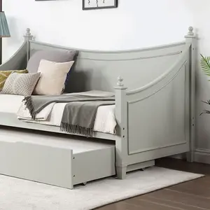 Lycoris Twin Daybed with Trundle Storage Available in Light Gray or White By Furniture of America