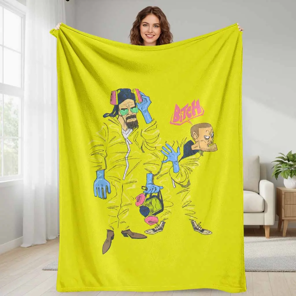 Chemists Dynamic Duo Flannel Blanket TV Series Character Illustration Super Soft Lightweight Breathable Cozy Plush Throw Perfect for Living Room Bedroom Sofa Couch Travel Camping Gift Ideas