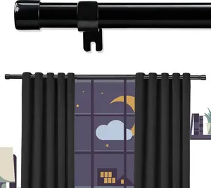 Extra Long Black Curtain Rod 120-170 Heavy Curtain, 1 inch Heavy Duty Long Curtain Rods for Windows with Adjustable Brackets, Easy Instal Simple Outdoor Window Curtain Rods for Patio Living Room