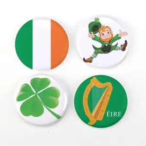 Buttonsmith® Ireland Refrigerator Magnet Set Featuring Lepruchaun and Shamrock Made in USA