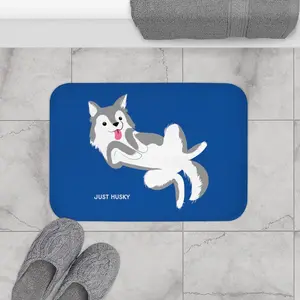 Cute Husky Blue Bath Mat Microfiber Room