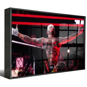 Oliveira UFC Framed Canvas Poster — Iconic Back Tattoo & Victory Pose Wall Art, Featuring an Aluminum Alloy Frame; MMA Lightweight Champion Print, Sports-Themed Decor Ideal for Gyms and Man Caves