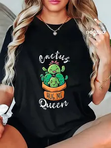 100% Cotton Unisex Cactus Queen Cactus Plant Cactus Queen T-Shirt Casual Top