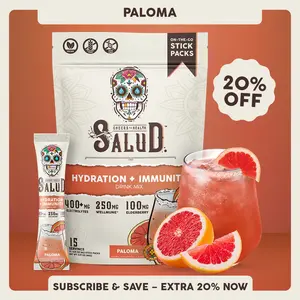 Salud 2-in-1 [Hydration + Immunity - Paloma] Electrolytes Powder, Agua Fresca Drink Mix, Elderberry, Dairy & Soy Free, Non-GMO, Gluten Free, Vegan, Low Calorie, 1g Sugar (15 Servings)