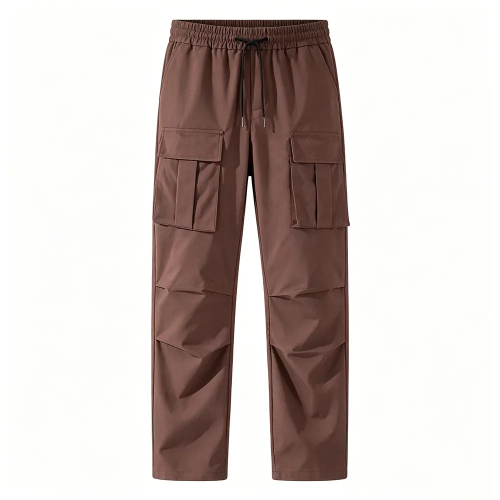 Men's Cargo Pants, Techwear Pants, Streetwear Pants, Utility Pants，Multi-Pocket Pants, Elastic Waist Drawstring Pants, Relaxed Fit Pants，Gorpcore Trend, Utility Fashion, Brown Cargo Pants, Techwear Essentials