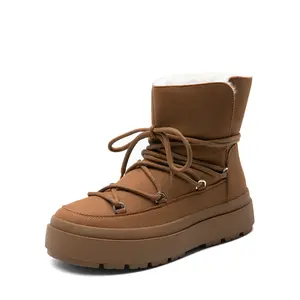 Dream Pairs Women's Outdoor Boots Winter Snow Boots Lace-Up Boots with Fluffy Lining