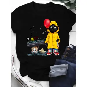 Women's Fashion Short Sleeve T-Shirt, Slim Fitting Crew Neck, Various Pattern Prints, Stylish and Comfortable for Spring and Summer Wear