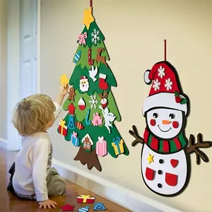 DIY Felt Christmas Tree Decoration Kit with Ornaments - Perfect for Holiday Wall & Door Hanging, No Power Needed, DIY, Christmas Tree, Ornaments, Door Wall Hanging, Decorations