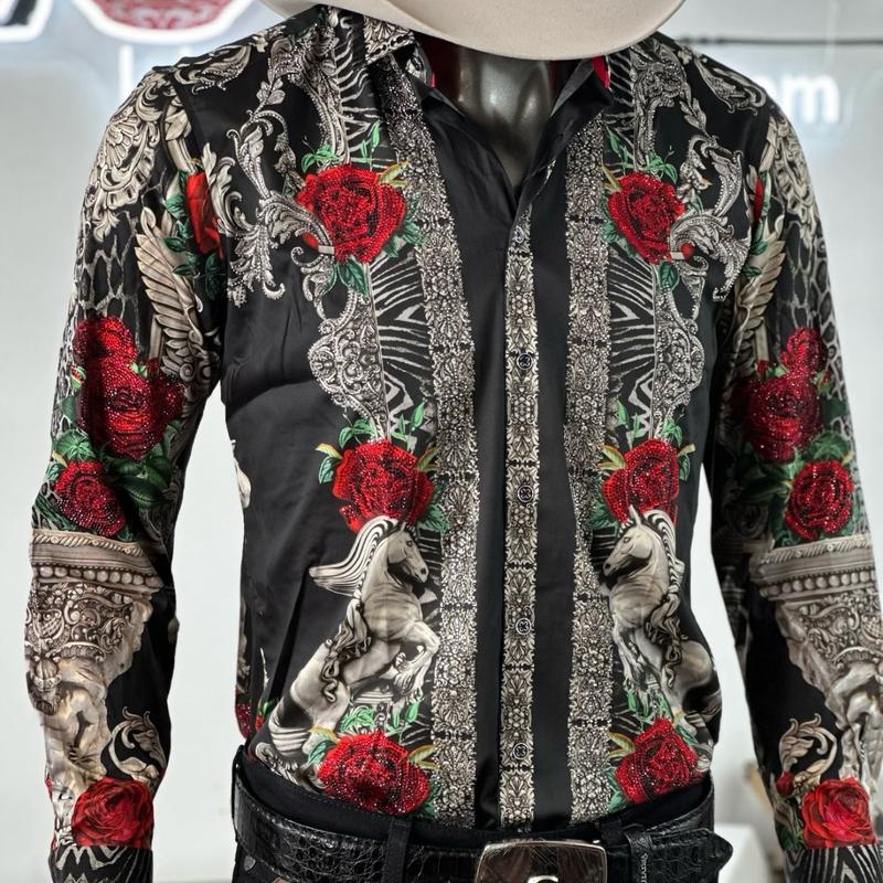 BARABAS Belica Rose Luxury Western Dress Shirt for Women - Snack