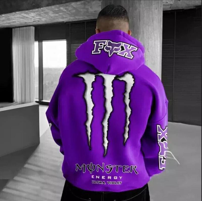 Monster Energy Claw Streetwear Hoodie Unisex Oversized Graphic Pullover Racing Inspired Sport Style Sweatshirt Gift for Car Lovers & Trendy Fans