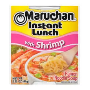 Maruchan Instant Lunch with Shrimp Ramen Noodle Soup  12 Pack 2.25 OZ Quick Convenient Meal Snack