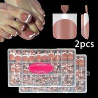 2 Pcs Brown Square French tip Toe Nail Tips
