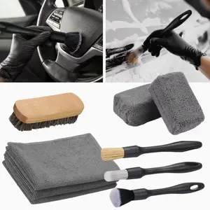 9pcs Car Interior Detailing Set, Detailing Brushes, Bristles Brushes, Microfiber Cloth & Applicator, Great for Reaching The Crevices, Nooks and Crannies