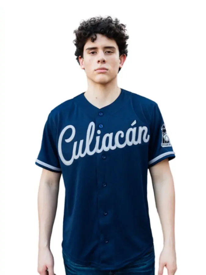 BLUE BASEBALL JERSEY WITH CULIACÁN PRINT