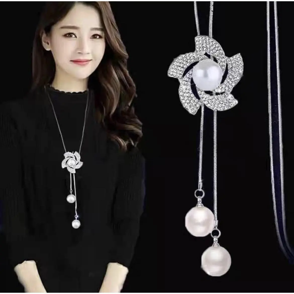 018 Rotating Flower Necklace