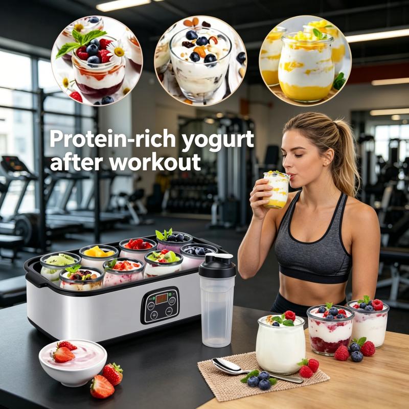 The ultimate probiotic fully automatic yogurt machine with adjustable time and temperature - making trillions of live probiotics with 8 cups of JARS