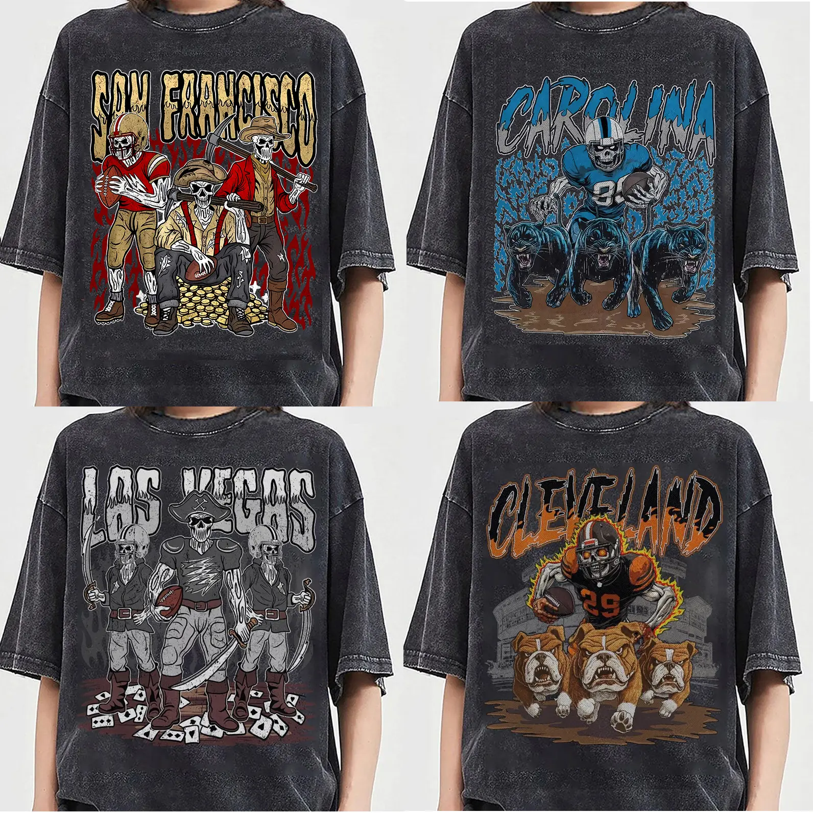 Comfort Color All 32 Teams Football Skull Vintage Shirt T-Shirt Pepper Classic 90s All Team Football T-Shirt, Cowboy T-Shirt, Cowboy Football Game Day Shirt, Team Unisex Shirt Gift Football FanTailgating & Team Pride Men's Wear Top