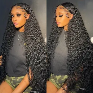 Bling Hair Human Hair Wig Deep Wave 13x4 13x6 Transparent HD Lace Frontal Wig for Women Pre Plucked Brazilian 4x4 Lace Closure Wig Curly 30 Inches 180% Natural Hairline #SummerVibes