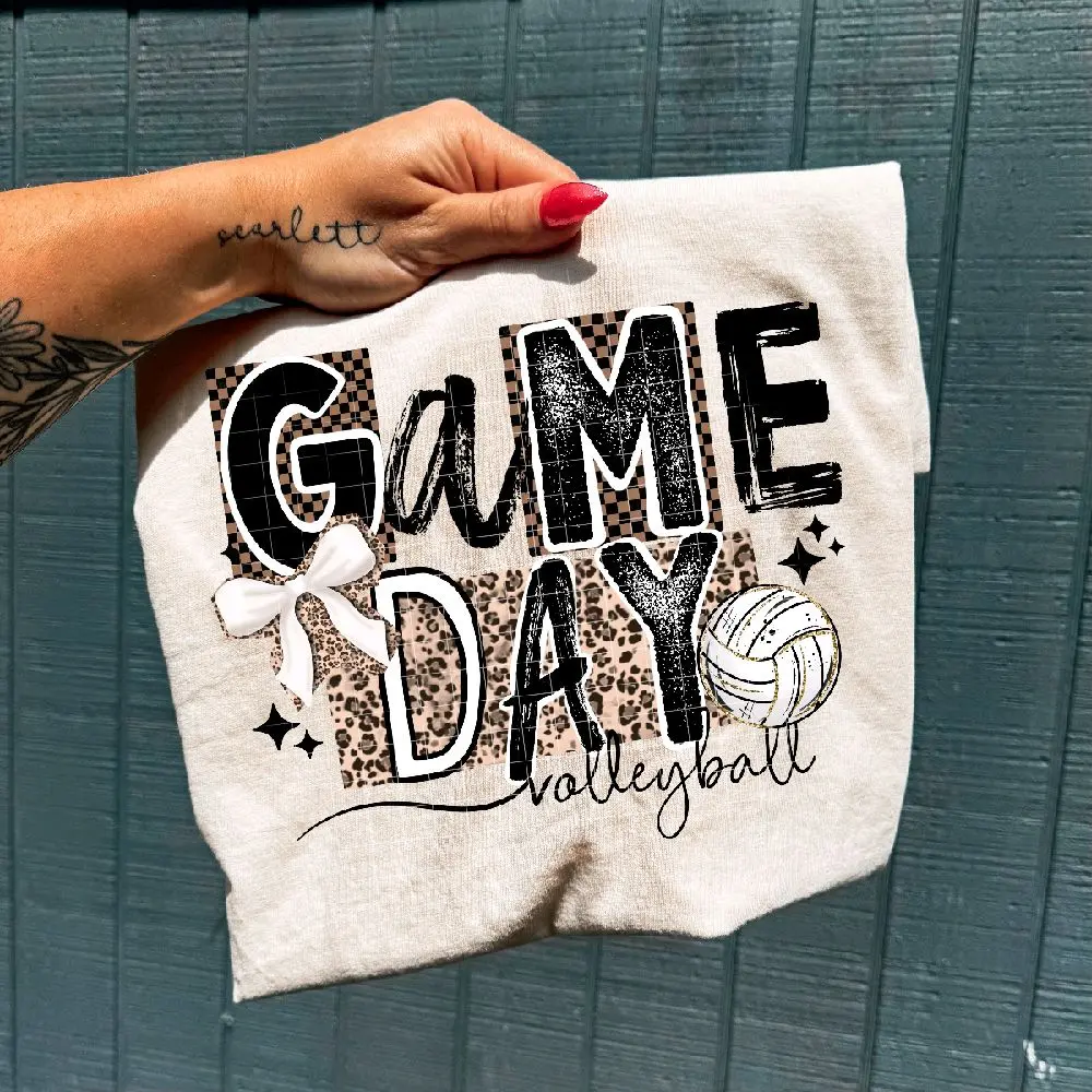 GAMEDAY VOLLYBALL- BROWN TAN FONT T-Shirt  or crewneck or hoodie- SPORTS Comfort Colors  Womenswear Sweatshirts Casual Long Sleeve