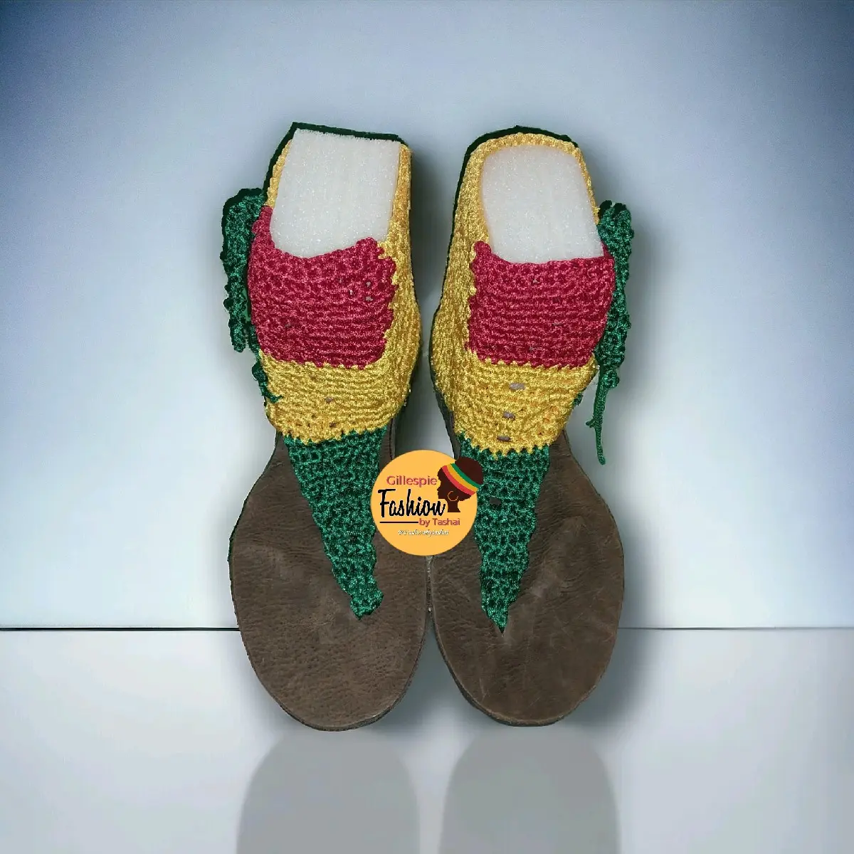 GillespieFashionbytashai  Red Gold and Green gladiator sandals handmade with nylon cord crochet Footwear Women Comfort