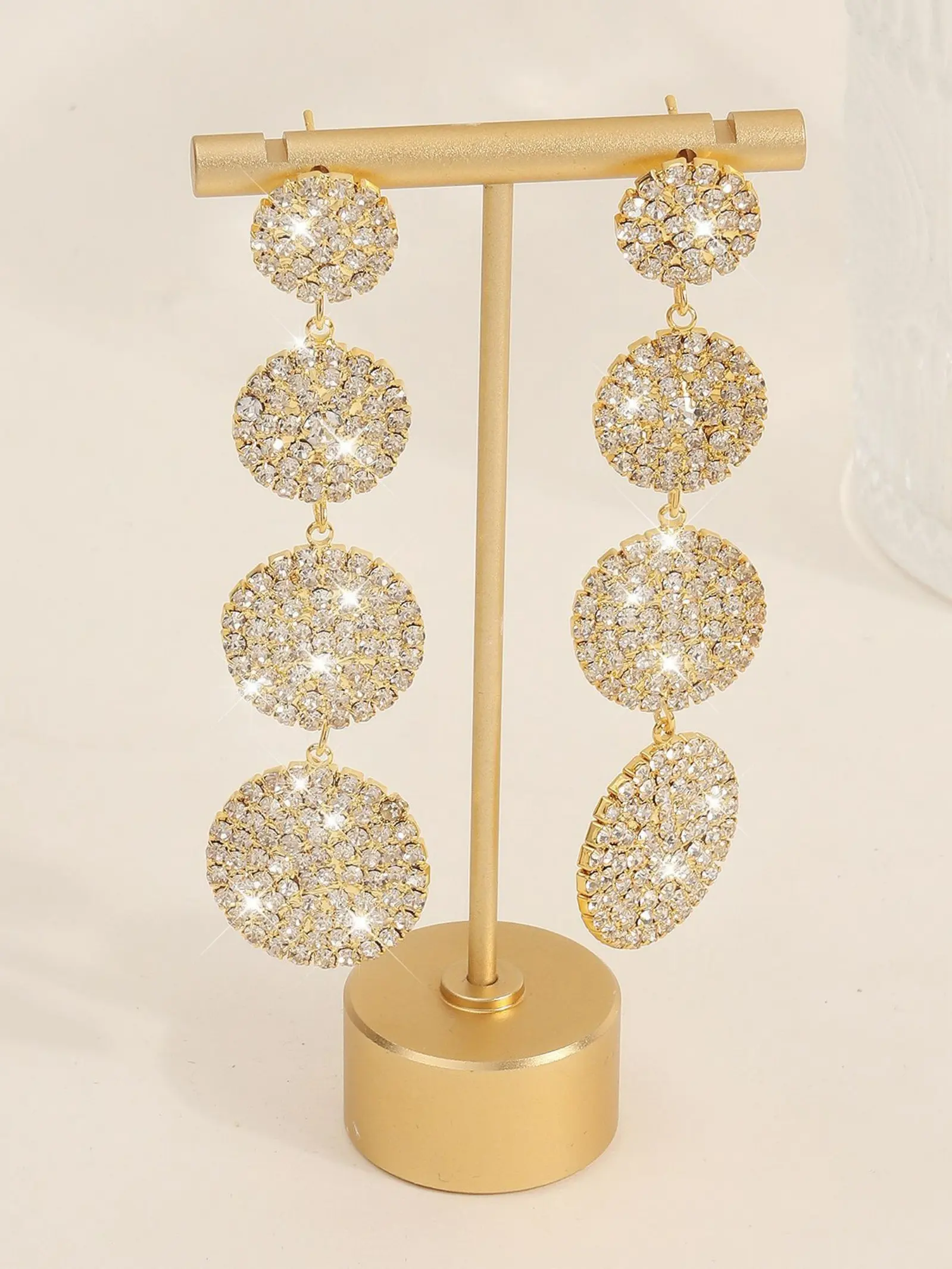 Elegant Long Crystal Tassel Earrings for Women, Luxury Geometric Circle Design, Perfect for Fashion Lovers