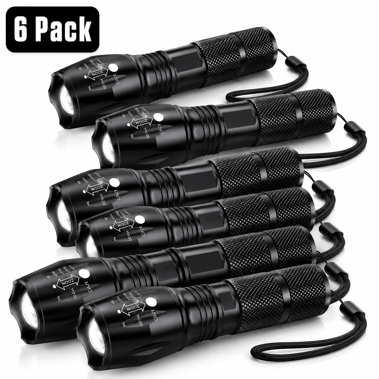 6-Pack Portable LED Handheld Flashlights, Multi-purpose Pocket Torch Kit for Family Daily Use, Car Emergency, Garage Work and Outdoor Camping
