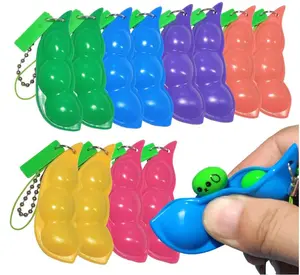 12PCS Squeeze Bean Keychain Fidget Toys for Skin Picking, Pea Pod Sensory Fidget Toys,Stress Relief,Party Favor Toys