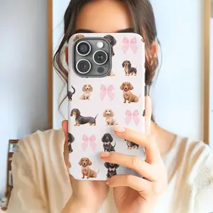 [Must-Have]Dachshund Dog Coquette MagSafe Tough Phone Case For IPhone 17 16 15 14 Pro Max Plus Case, Sausage Dog Magnetic Tough Case For Doxie Lovers