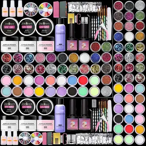 Acrylic Nail Kit for Beginners Professional Nails Kit Glitter Powder Decorations Rhinstones DIY Gifts