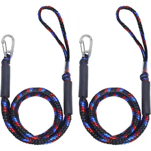 2-Pack Boat Dock Lines with Hooks, 4FT 5FT 7FT Heavy Duty Bungee Mooring Ropes for Boats Jet Ski PWC, Shock Absorbing Anchor Lines with Rust Proof Stainless Steel Clips for Kayak Pontoon Watercraft