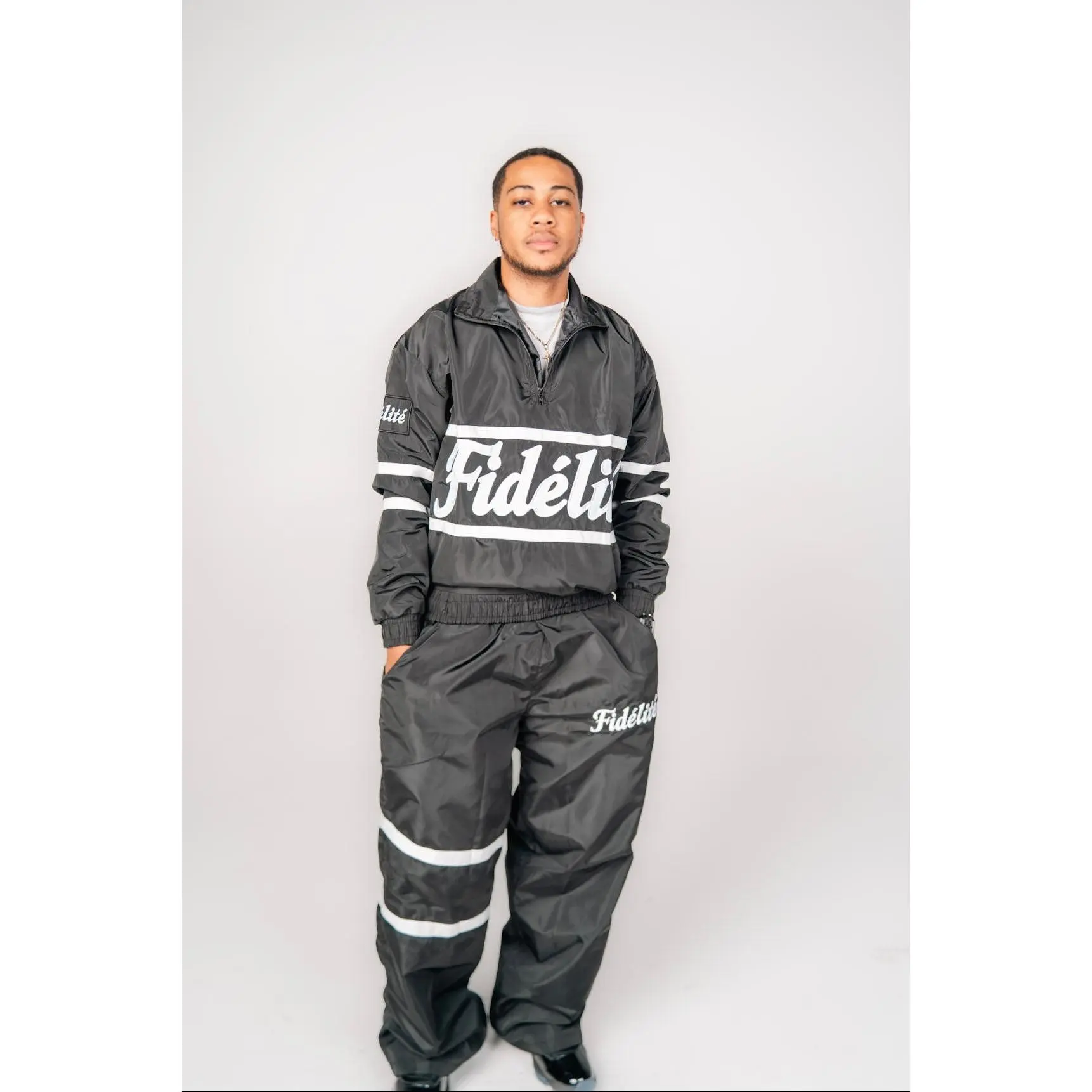 Black Windbreaker Set