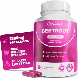 [Hot 2026!!!] Rosabella Organic Beet Root Capsules - 1300mg Beet Root Powder Aids Healthy Circulation & Vitality, Non-GMO, Beet Root Supplement - 60 Capsules, 30-Day Supply
