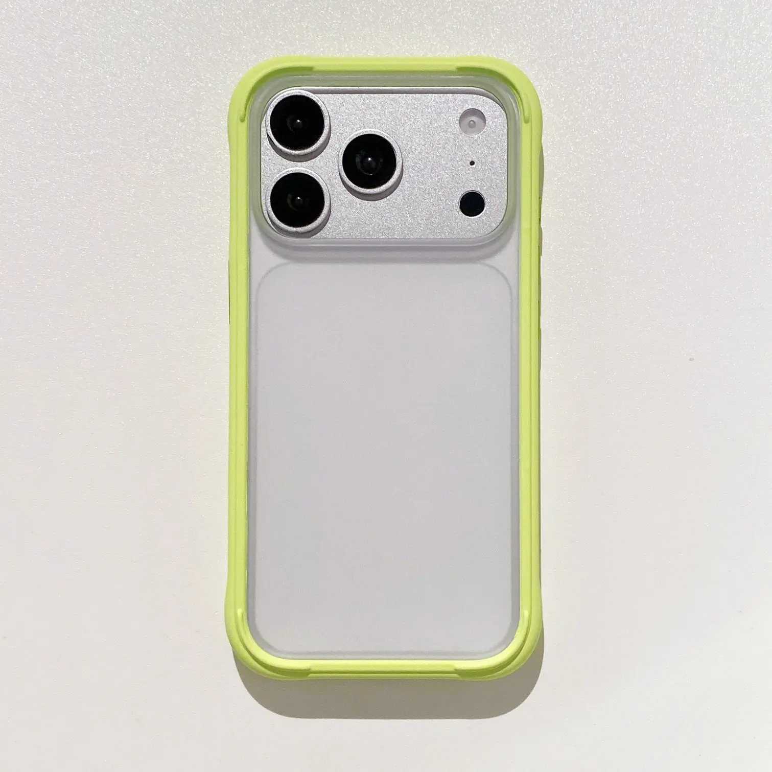 Light Lime Green Frame Matte Transparent Phone Case For iPhone 14/15/16/17