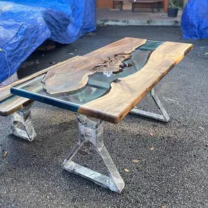 [BST002] Black Walnut Wood Epoxy Table custom epoxy river slab table, Executive Desk, Custom Large Epoxy River Table, Solid Wood Slabs Table, Large Computer Office Desk Workstation, Business Furniture for Home Office