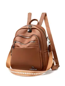 Vintage Style Women's Campus Backpack for College Students, British-Inspired Double Shoulder Bag, Retro Faux Leather Rucksack for Daily Use