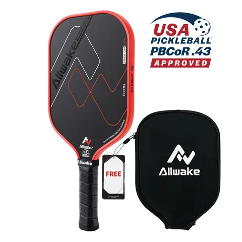 Allwake USAPA Certified Pickleball Paddle, T700 Raw Carbon Fiber CFS High Grit & Spin Surface, 16MM Polypropylene Honeycomb Core, Cushion Comfort Grip for Novice Players