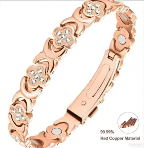 ~Women's Pure Copper Bracelet – Magnetic Therapy Wristband, Adjustable, Infinite Clover Pattern. Mother's Day Deal: Perfect Gift for Mom