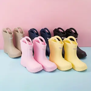 Lightweight Non-Slip Children's Rain Boots Durable Comfortable Sole Boys Girls Fashionable Rain Boots Handle Design Easy to Clean Suitable for Outdoor Leisure Hiking Beach Rainy Day Stream Trekking