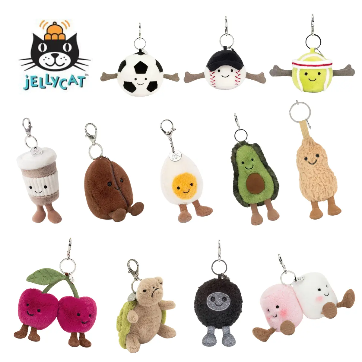 Authentic Jellycat Collectible Keychain - Cute Bag Charm Hanging Pendant, Ideal Gift for Backpacks, Car Keys