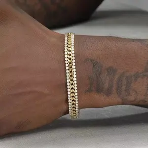 Gold tennis bracelet men's and women's hip-hop European and American trend tennis chain tennis is not easy to fade new high street jewelry