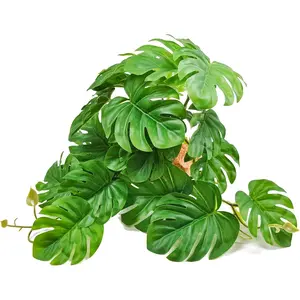 Reptile Artificial  for Terrarium, Amphibian Habitat Decor , Bearded Dragon  Decorations fit Gecko Lizard Chameleon Ball Python Snake Frog - Monstera Bush
