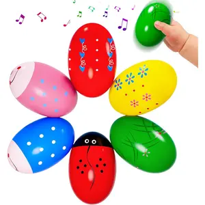 6 Pack Easter Basket Stuffers, Eco-Friendly Percussion Musical Shaker, Toddler Stocking Stuffers for 1-3 Year Old, Montessori Toys for Kids Boys Girls Easter Party