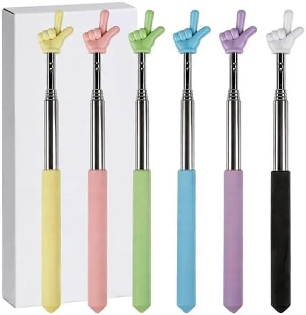 6PCS Pointer Finger Stick, Extendable Finger Pointer Stick, Teacher Pointer for Classroom, Whiteboard, Blackboard & Presentation, Essential Teaching Supplies